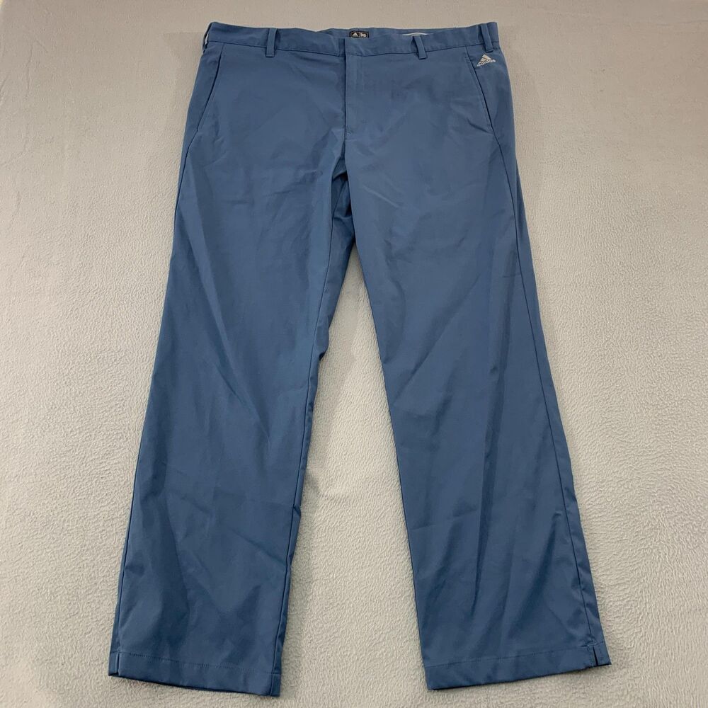 Adidas Golf Pants Mens 40x30 Blue Performance Chino 3 Stripe Straight Leg
